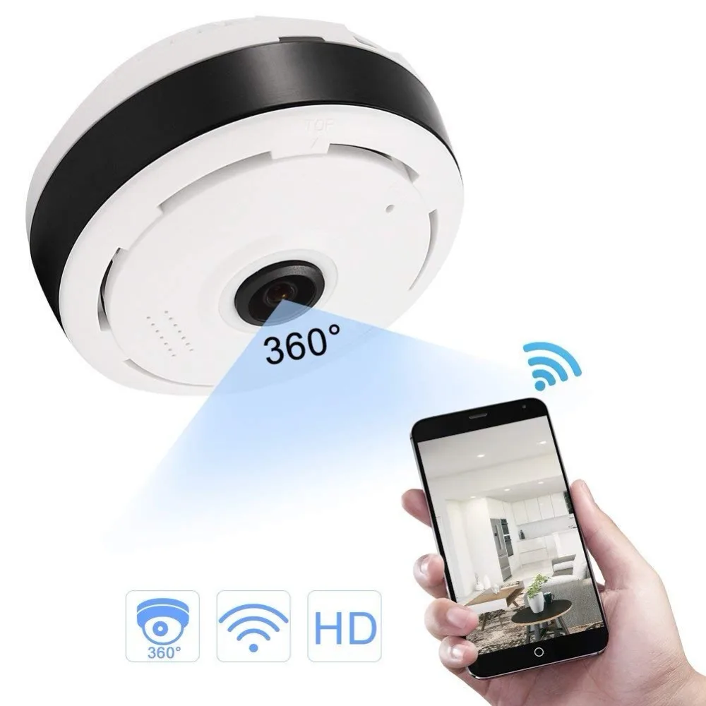 Kruiqi панорамная 360 градусов 1080P IP камера WiFi видеонаблюдения сетевая с ИК ночным