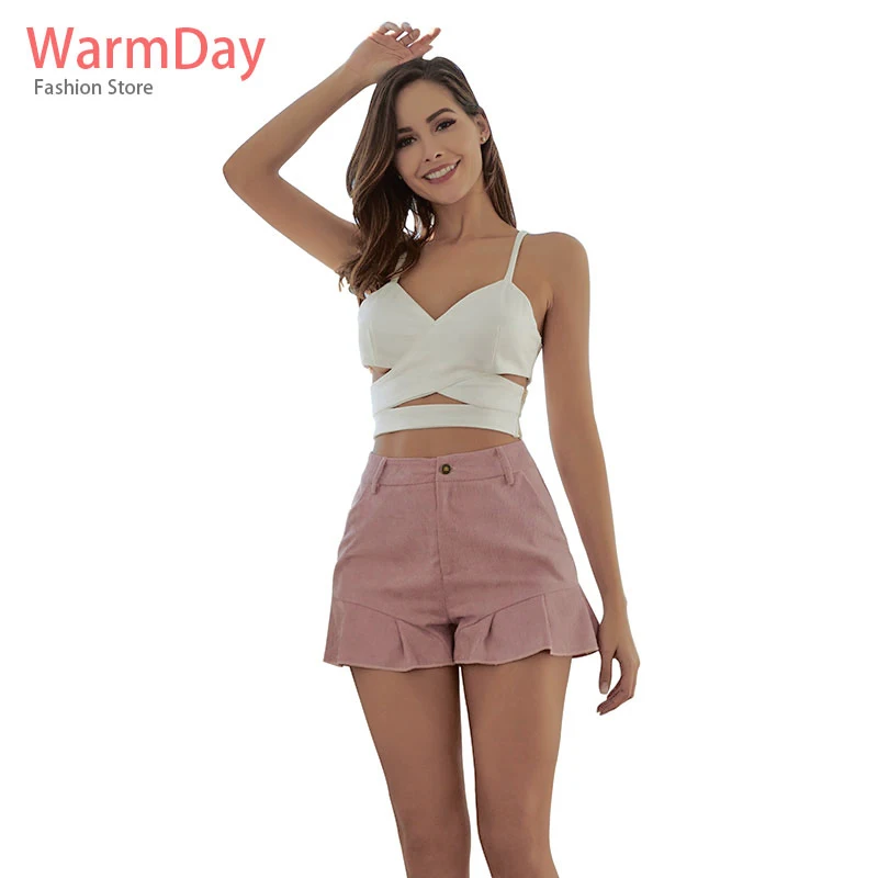 Warmday 2019 летние вечерние пляжные сексуальная высокая талия Шорты женская одежда