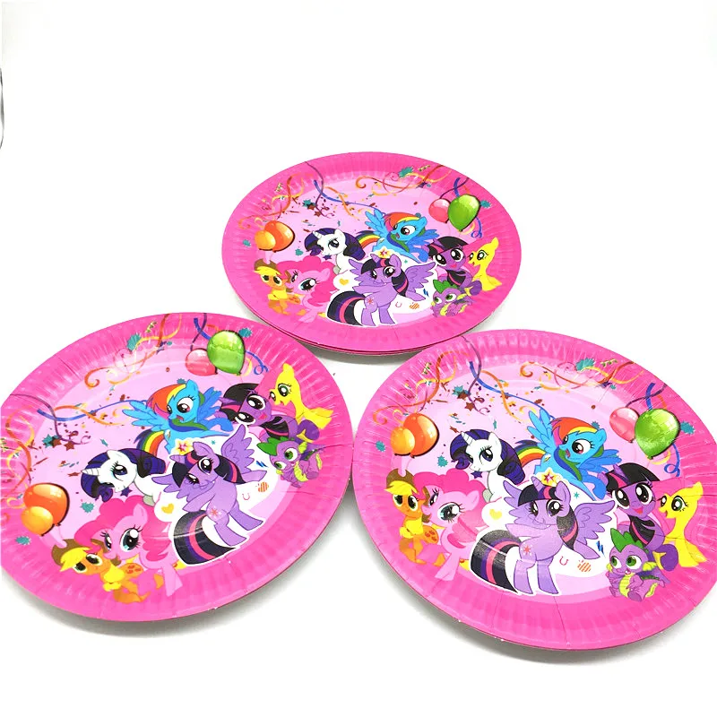 

Party Supplies 40Pcs/80Pcs My Little Pony Birthday Theme Tableware Boy Girl Birthday Plates Cups Flags Straws Decorations Supply