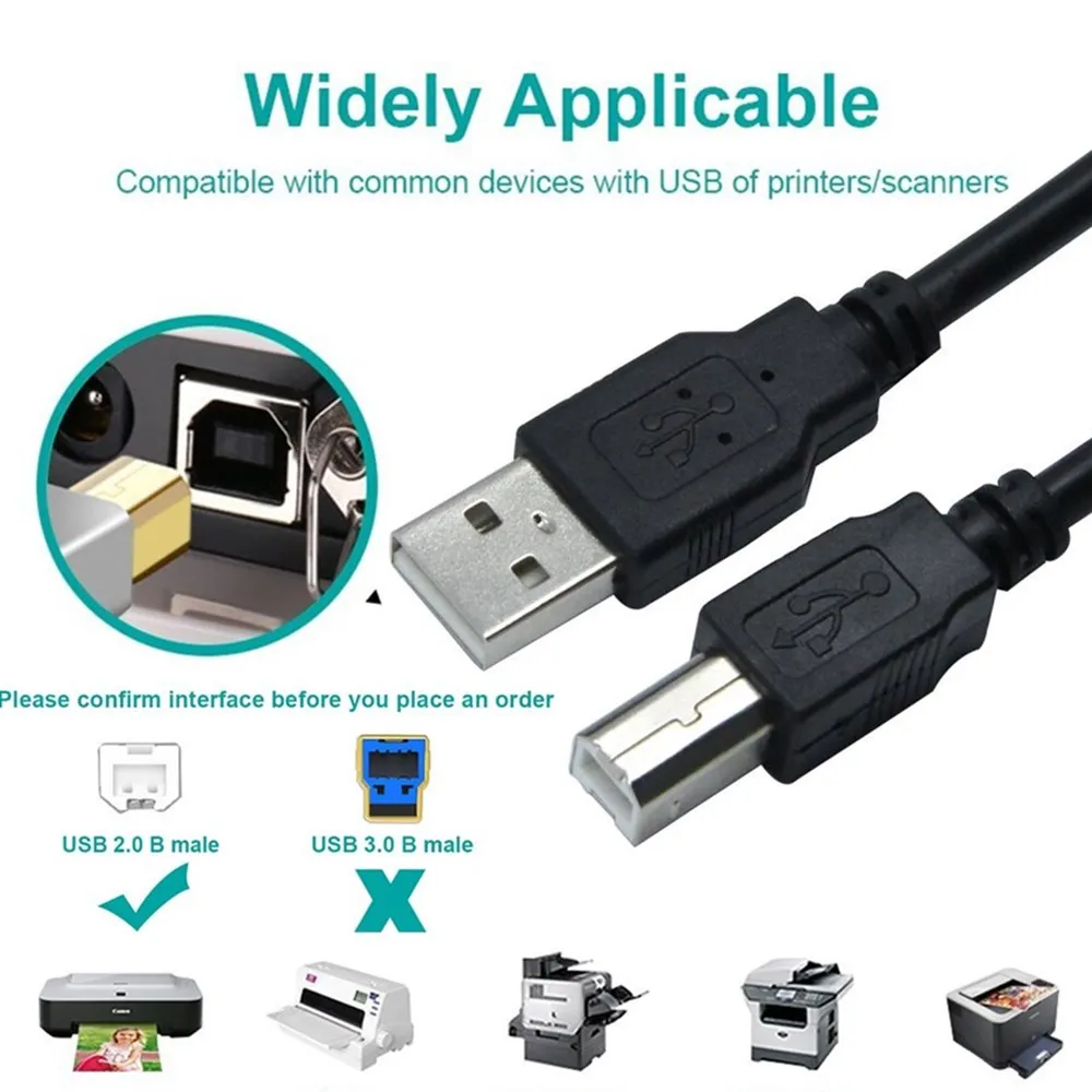USB 2,0 кабель для принтера удлинитель USB A к B принтер сканер скорость до 480 Мбит/с для hp Canon Lexmark Epson Dell Xerox