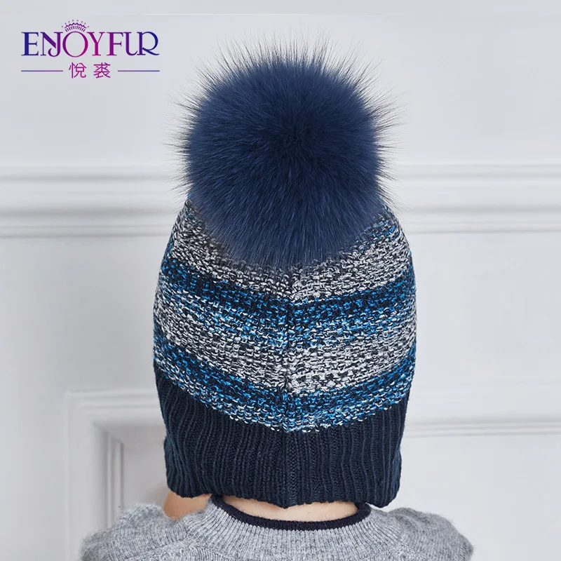 ENJOYFUR Winter Hats For Children Thick Warm Caps With Pom Poms Good Quality Kids Hat Boys |