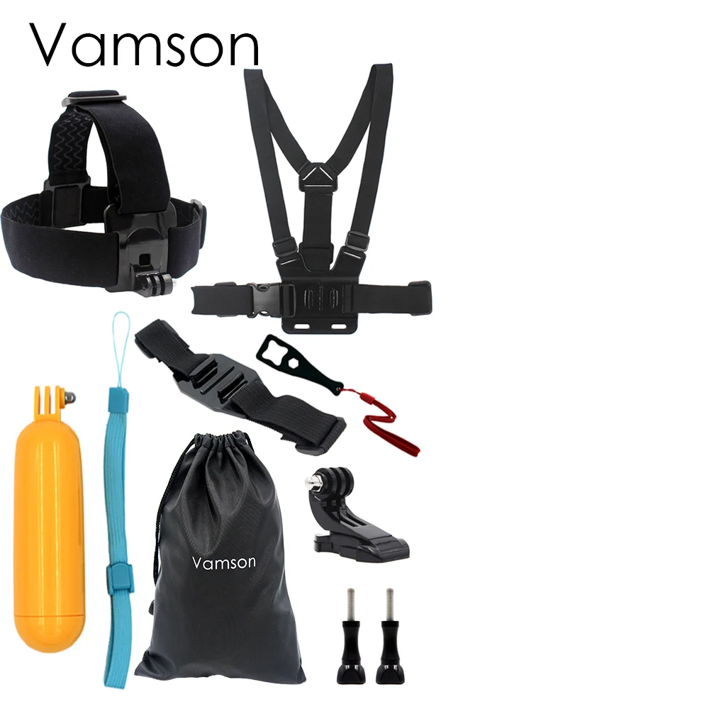 Vamson для Gopro аксессуары 9 в 1 комплект нагрудный штатив на ремне монопод гаечный ключ для Gopro Hero 5 4 3 для Xiaomi для Yi VS19 - Цвет: VS19