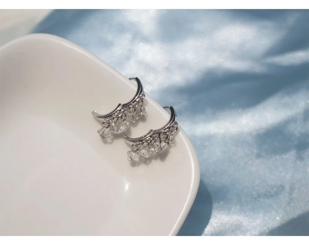 Серьги из стерлингового серебра S925 пробы, модная подвеска-кубик, циркониевые кольца для ушей, Пряжка для ушей, милые трендовые женские серебряные ювелирные изделия для ушей
