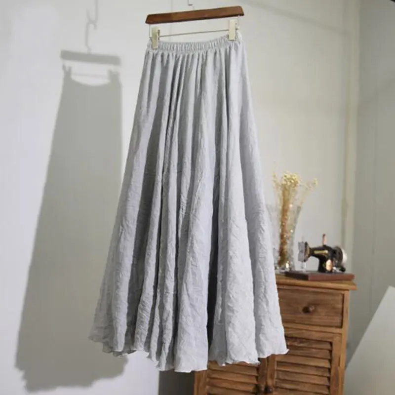 2021 женские льняные хлопковые длинные юбки для женщин с эластичной резинкой на