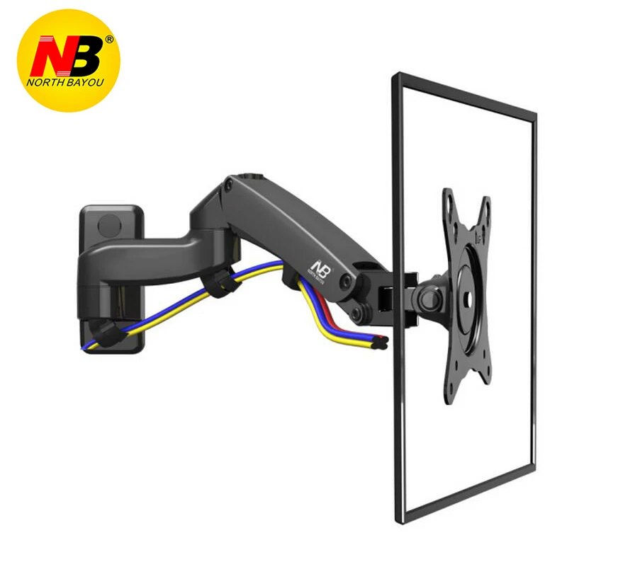 Black NB F150 алюминиевый сплав 360 градусов 1"-27" держатель для монитора газовый пружинный кронштейн светодиодный ЖК-телевизор настенное крепление загрузка 2-7 кг - Цвет: Black