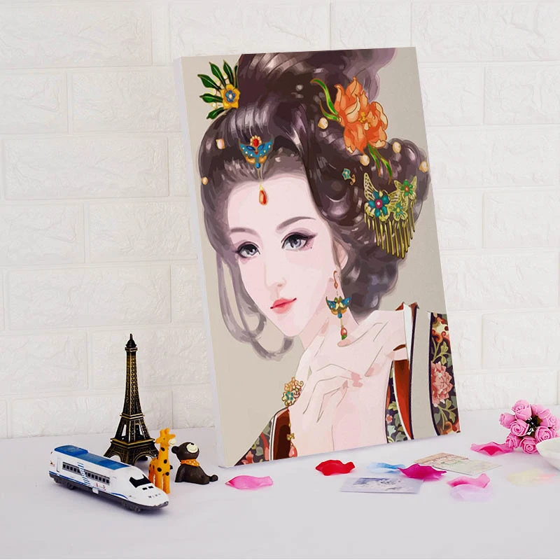 

digital paint by numbers DIY oil painting by numbers beautiful girl beauty Ancient beauty