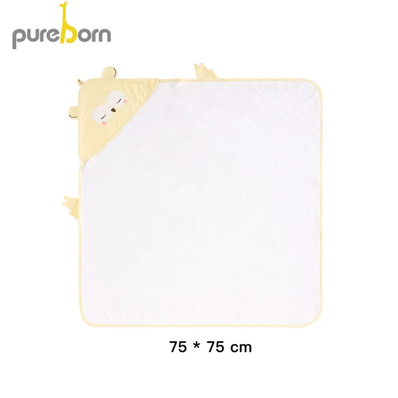 yellow bear Детское банное полотенце pureborn для новорожденных, мультяшное животное, с капюшоном, унисекс, детское полотенце, одеяло для мальчиков и девочек, детские вещи - Цвет: yellow bear