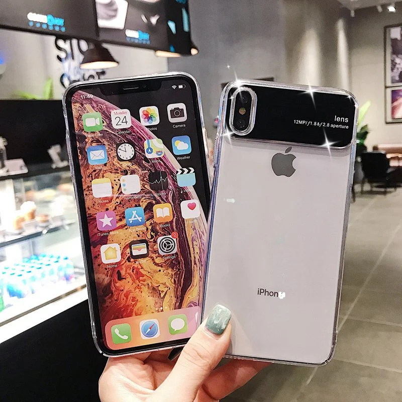 Роскошные прозрачные чехлы с покрытием для iPhone X XR XS MAX Блестящий глянцевый
