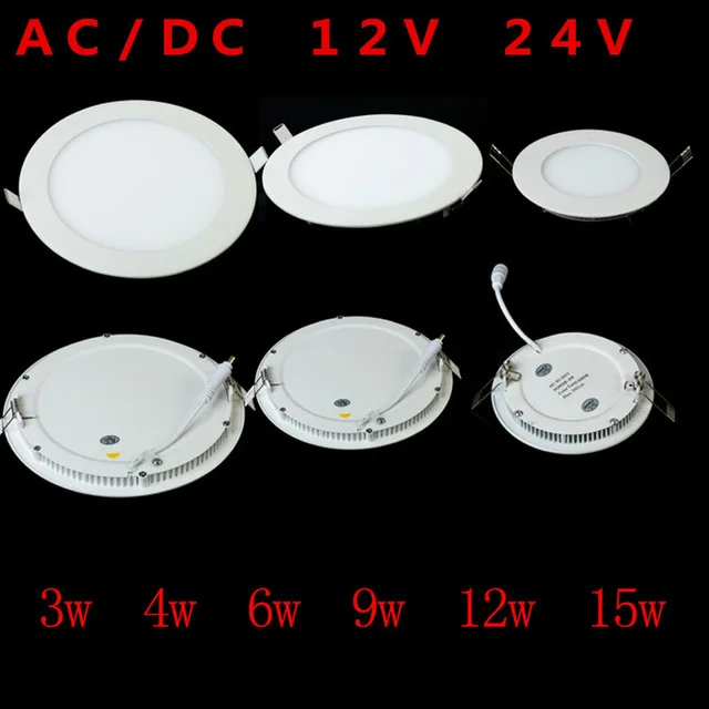 

1pcs Free ship Led Downlight Recessed Kitchen Bathroom Lamp AC12V/24V 3W 4W 6W 9W 12W 15W 25W Round LED Ceiling Panel light