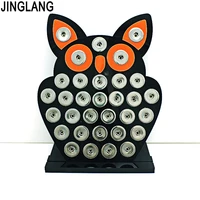 free shipping new arrival fashion 18mm snap button display stands black acrylic owl interchangeable snap jewelry displays board