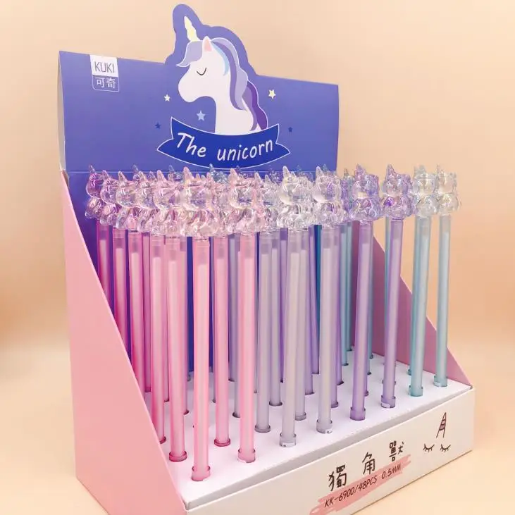 

4 Pcs/set Cute Animal Unicorn Crystal Head Gel Pens Black Ink Writing Signing Pens School Office Supply Student Stationery Gift