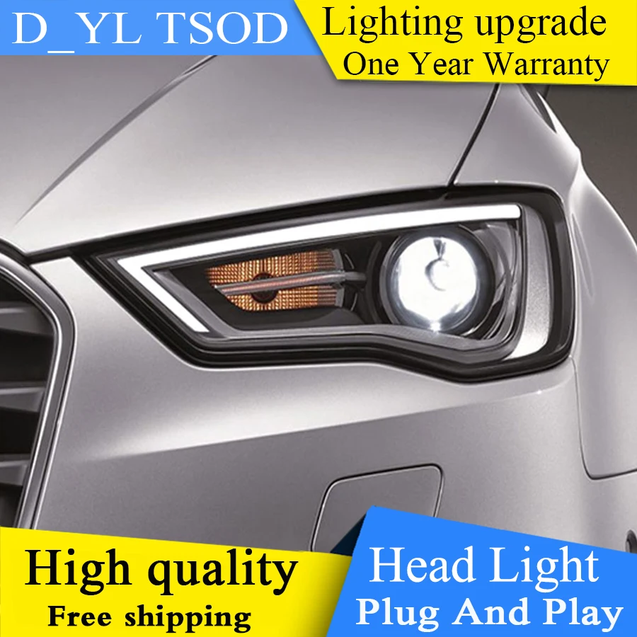 Автомобильный Стайлинг Головной фонарь чехол для Audi A3 2014-2017 фары светодиодные DRL