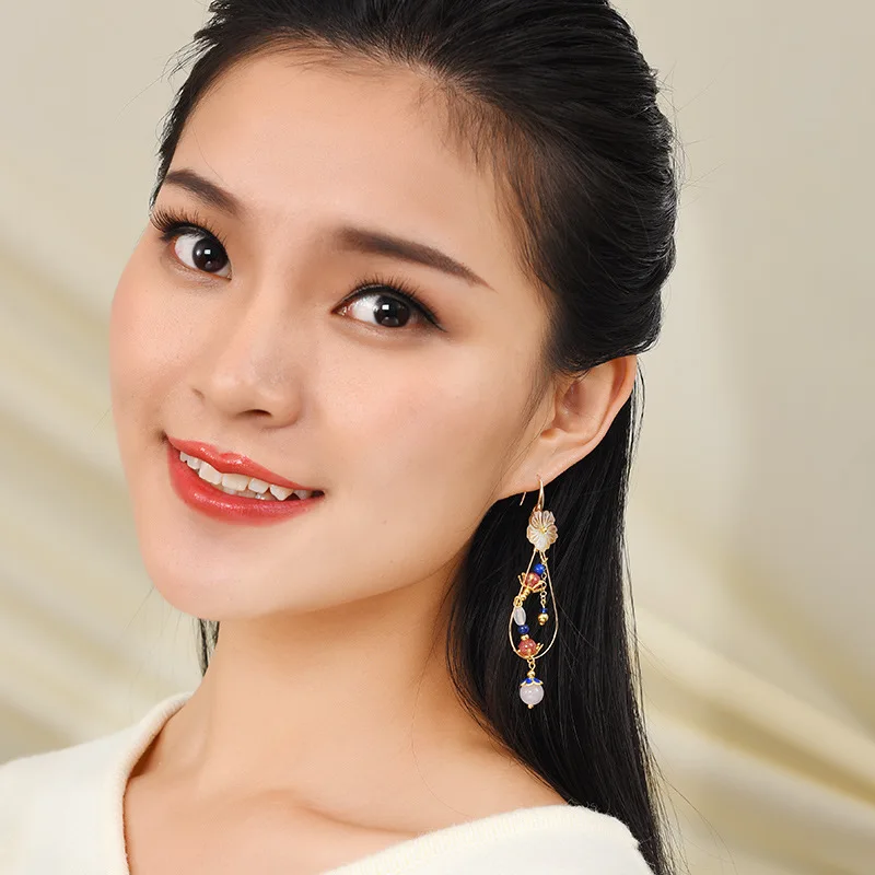 Китайские ювелирные изделия cheongsam висячие серьги фиолетовые новые оригинальные