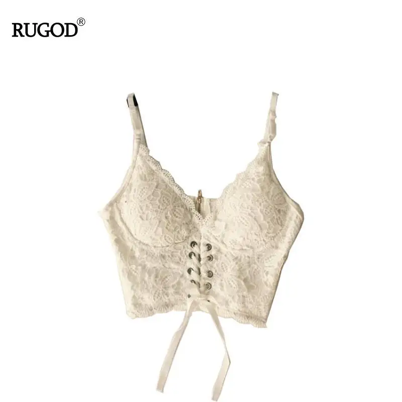 Женский кружевной топ RUGOD однотонный элегантный укороченный на завязках средней
