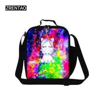 zrentao unicorn print cooler bags for school children boys lunch bags girls sac isotherme repas with bottle pocket meal bags