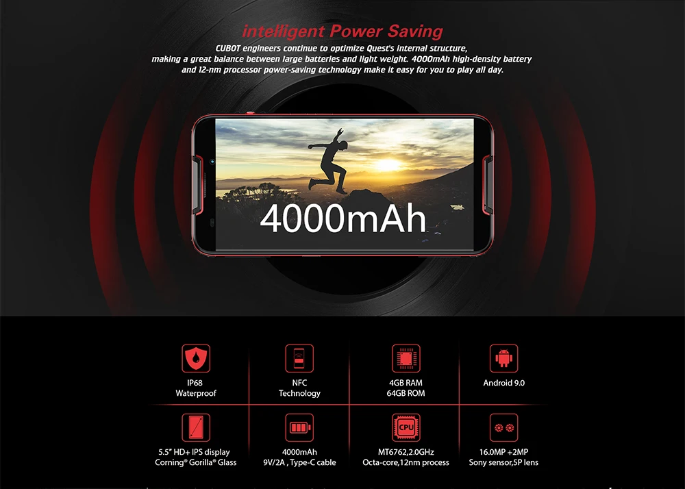 Cubot Quest спортивный смартфон IP68 водонепроницаемый ударопрочный Android 9 0 MT6762