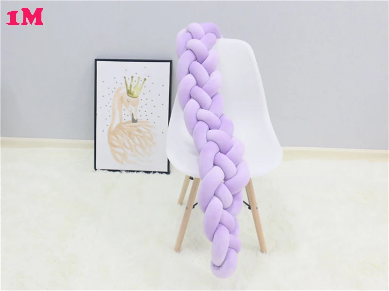 1M purple Детская кровать бампер коса новорожденная кровать бампер длинная завязанная подушка детская кровать бампер узел кроватка Детская комната Декор 4 пряди детская кровать узел - Цвет: 1M purple