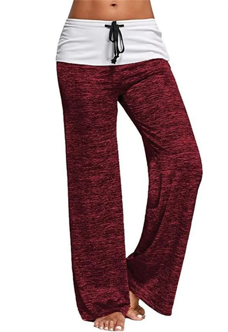 

Hot Sale Occident Style Stitching Quick-Drying Sports Trousers Outdoor Casual Wide-Leg Pants Straight Mid Trousers