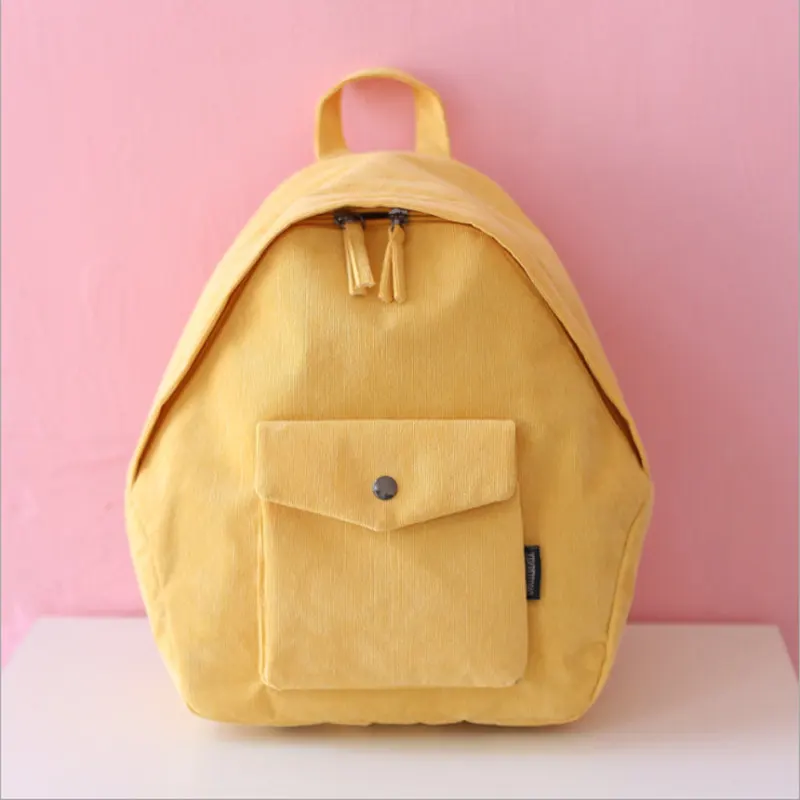 Ретро рюкзак для женщин и девочек, Корейский простой цветной Рюкзак Mochila Harajuku ulzzang, женский рюкзак, школьная сумка, Женский вельветовый рюкзак - Цвет: Yellow