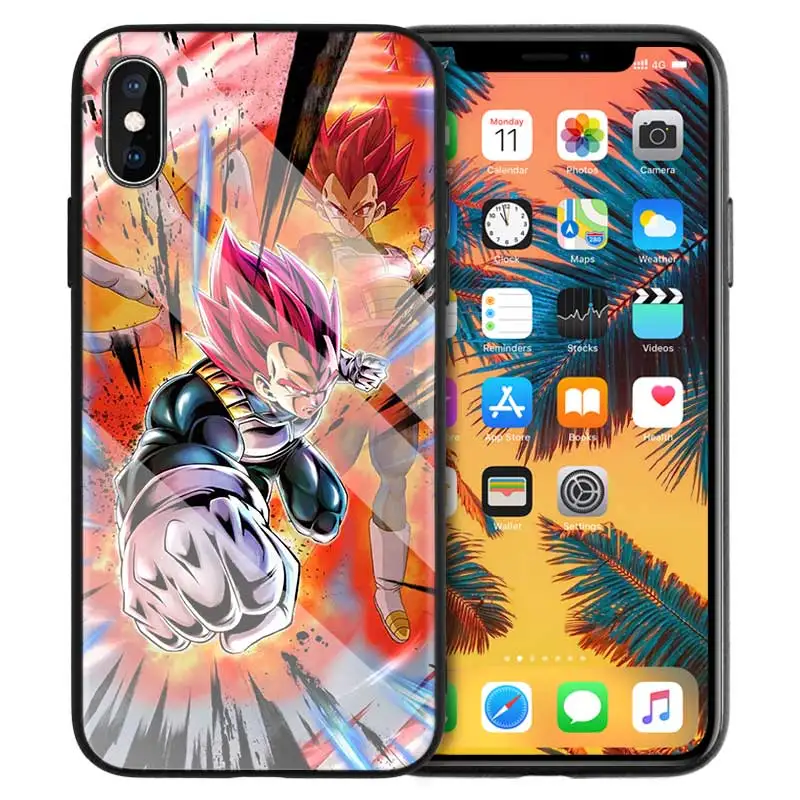 Чехол из закаленного стекла для iPhone 7, чехол для телефона iPhone 8, 6, 6 S, 11, 11 Pro, X, XR, XS MAX Plus, Dragon Ball, Vegeta, манга, мультяшный чехол - Цвет: 09