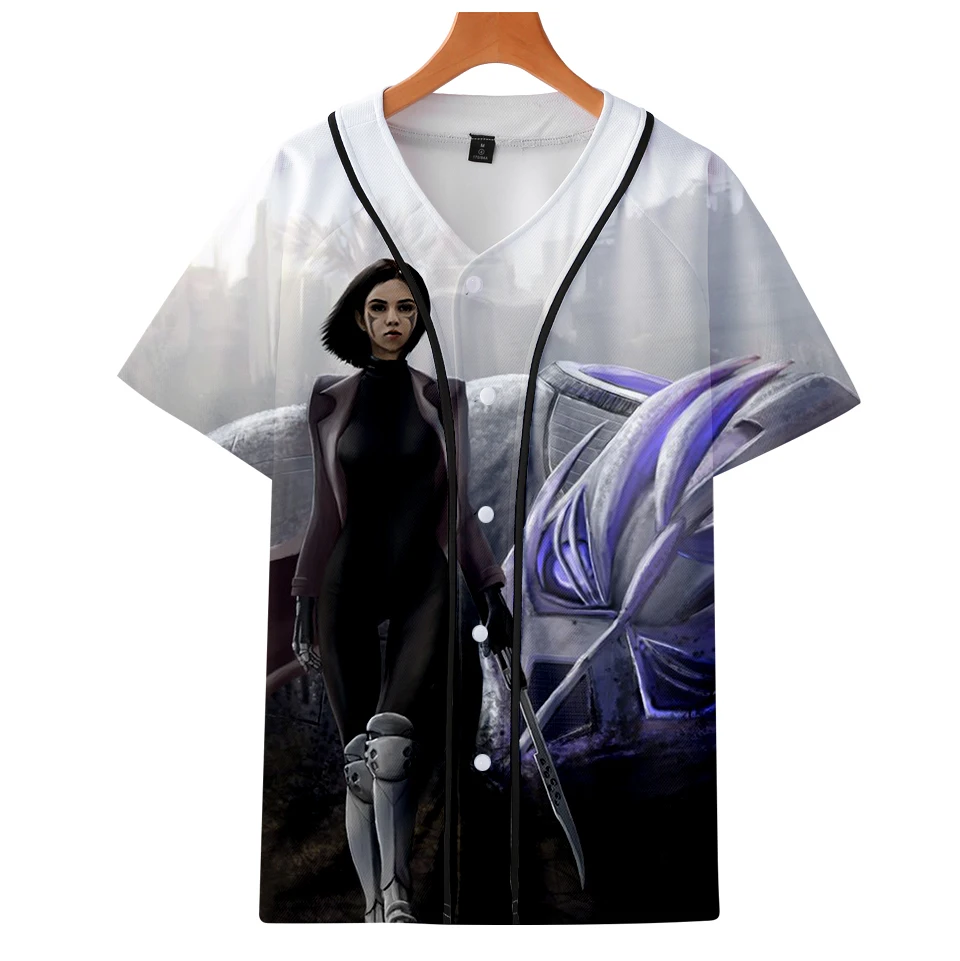 Футболка бейсбольная Alita Battle Angel 3D стереоскопическая свободная с коротким
