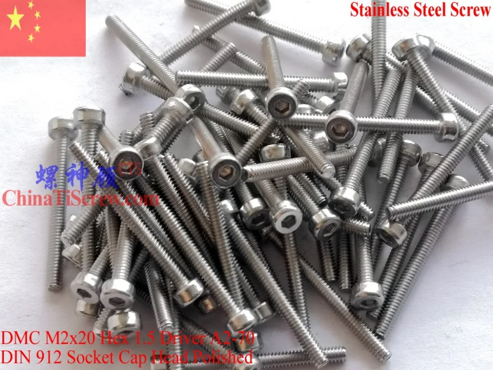 

DIN 912 Stainless Steel M2 screws M2x18 M2x20 Hex 1.5 Driver A2-70 Polished ROHS 100 pcs QCTI Screw