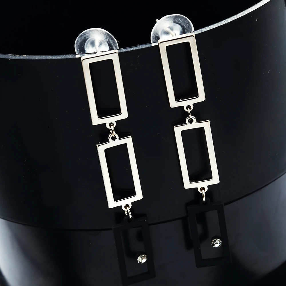 Квадратной формы женские длинные серьги капли квадратный|Серьги-подвески| |