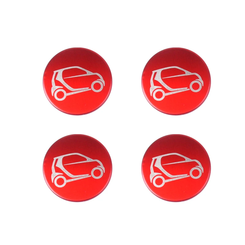 red-car Автомобильное колесо крышка из нержавеющей стали, декоративные аксессуары для Авто Внешние логотип наклейки для смарт 453 fortwo 4 шт./компл - Название цвета: red-car