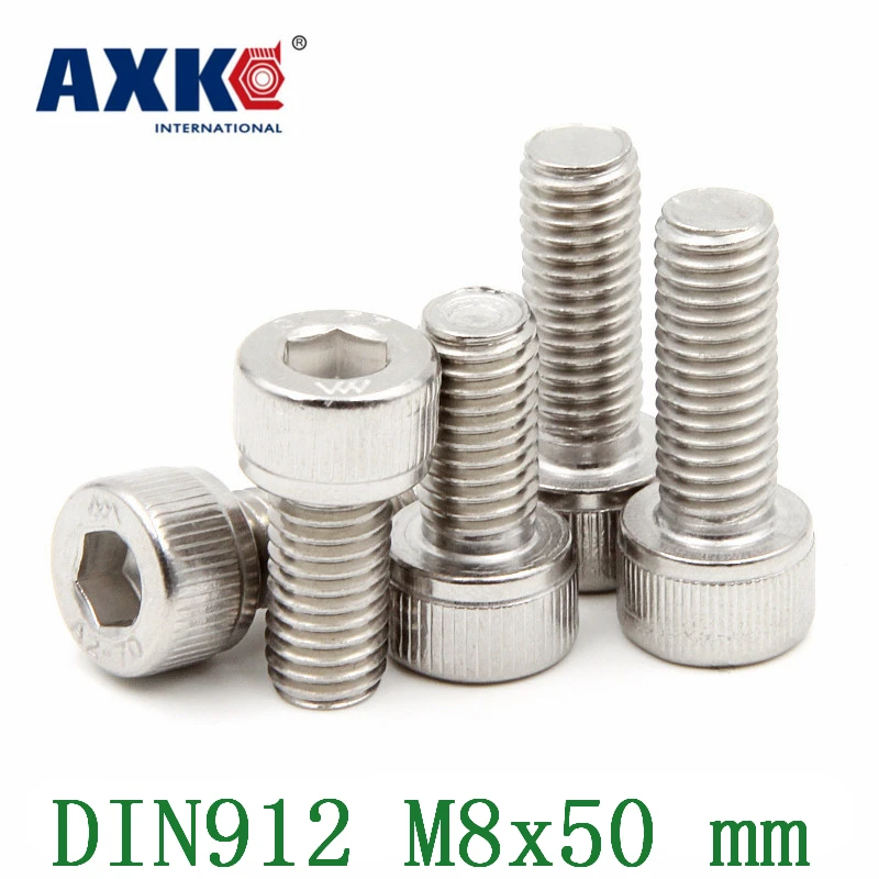 

Free Shipping 10pcs/lot Metric Thread Din912 M8x50 Mm M8*50 Mm 304 Stainless Steel Hex Socket Head Cap Screw Bolts