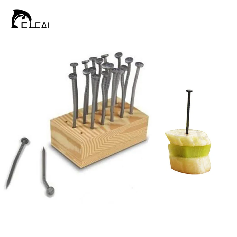 FHEAL многоразовая креативная железная гвоздь стиль пластиковая фруктовая вилка