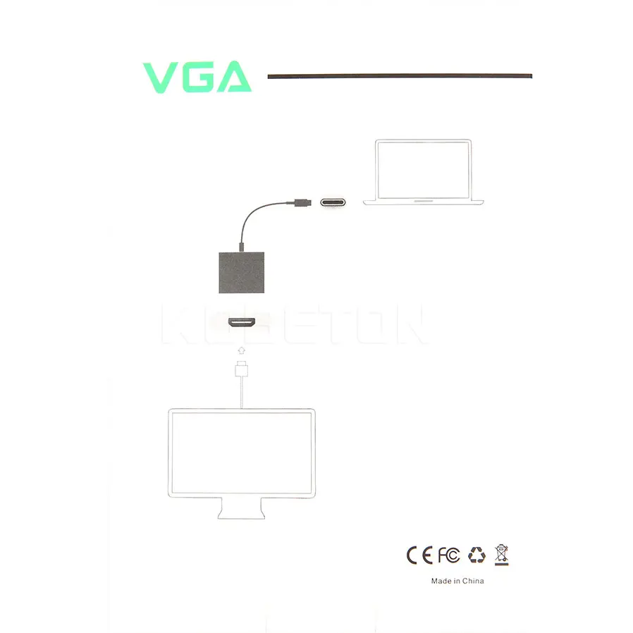 Kebidu USB 3 1 Type c to VGA конвертер Кабель адаптер для мужчин и женщин аудио кабель