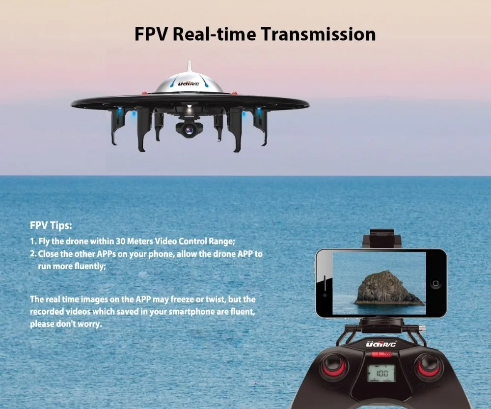Квадрокоптер UDI RC U845 Wi Fi 2 4 ГГц 6 осевой гироскоп FPV Drone с HD камерой RTF комплект