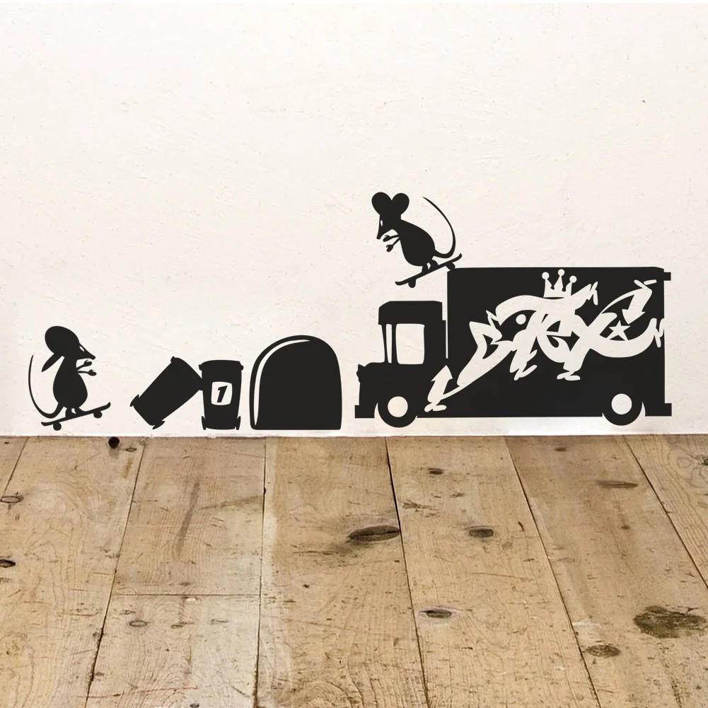 Мышь вождение автомобиля 3d мышь отверстие настенные наклейки для детской