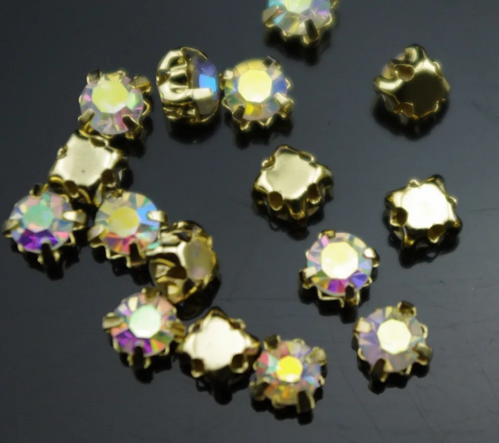 

Free Shipping 8mm/288PCS/set SS38 Gold Loose CrystalAB beads, Sew On Rhinestone Beads,Metal Findings For Jewelry Making