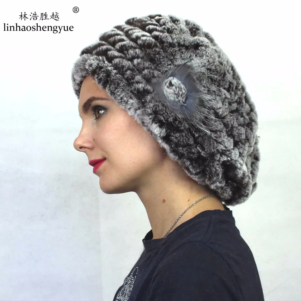Linhaoshengyue Настоящий мех кролика cap шапка из натурального кроличьего меха