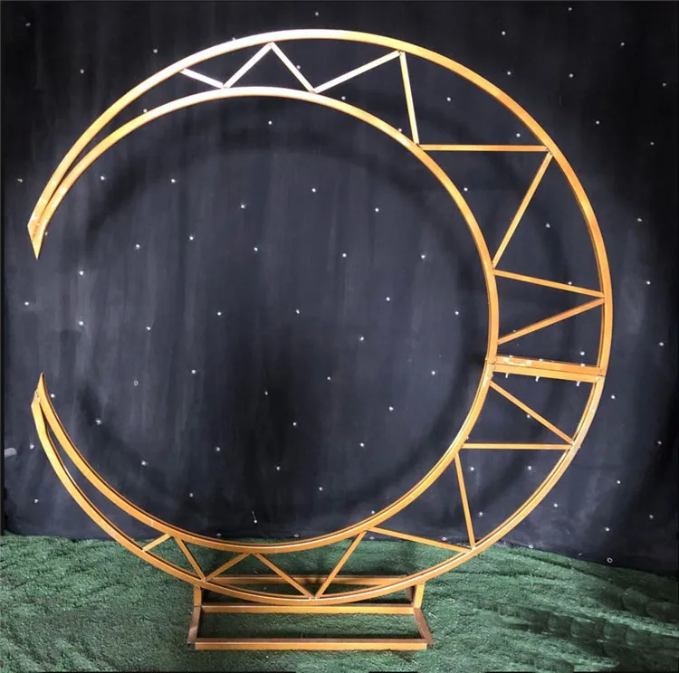 На заказ 70,8" Золотая белая луна корабль металлическая железная Арка Декор Свадебный Стенд фон торт стенд полка полумесяц Свадьба Луна арка