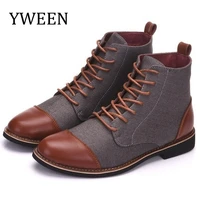 yween spring autumn casual lace up shoes booties men ankle boots oxfords fashion leather boots men boots large size 39 48