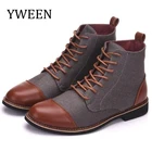 Повседневные ботинки на шнуровке YWEEN, весна-осень, мужские ботильоны, оксфорды, модные кожаные ботинки, мужские ботинки, большой размер 39-48