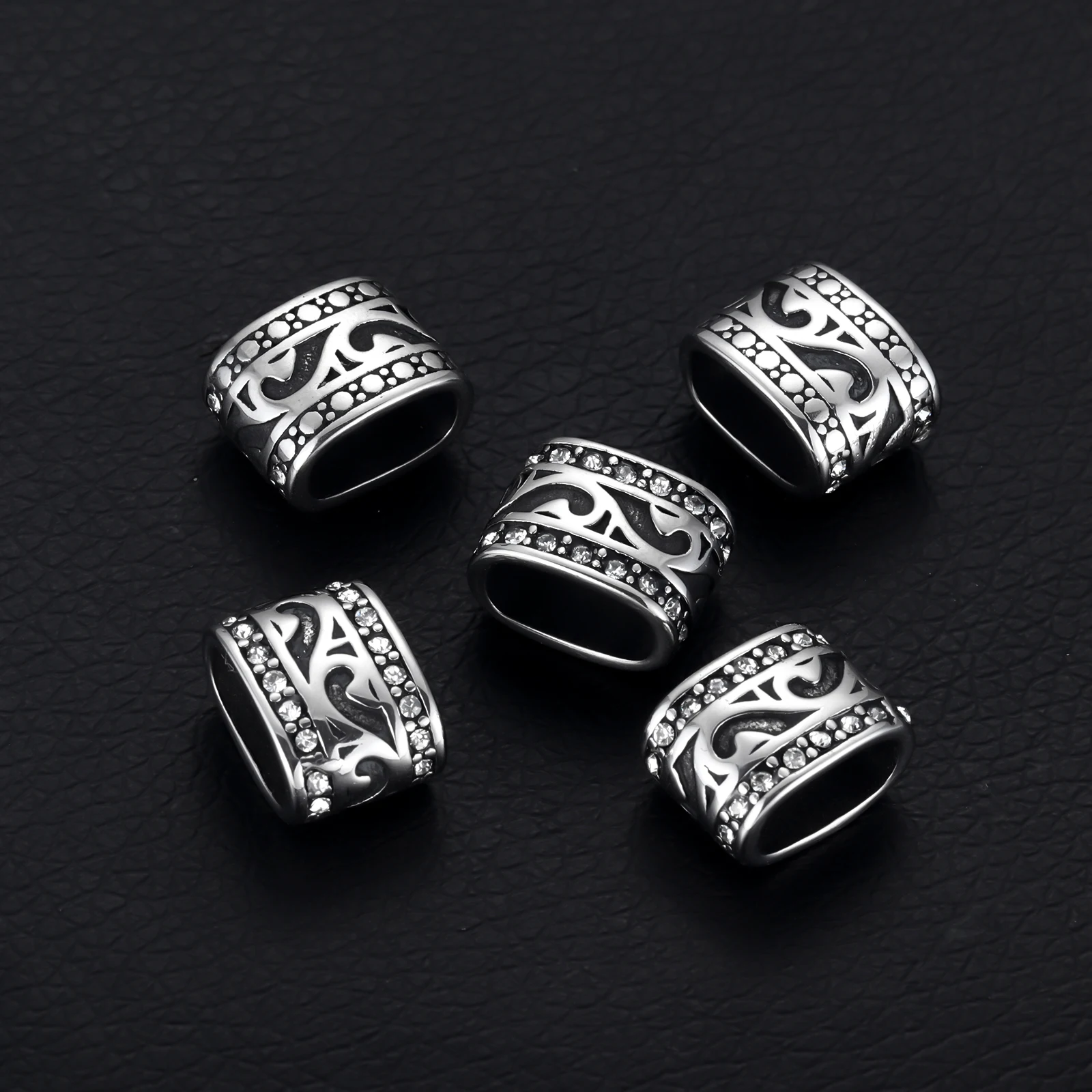 Бусины-слайдеры из нержавеющей стали для изготовления кожаных браслетов-шармов