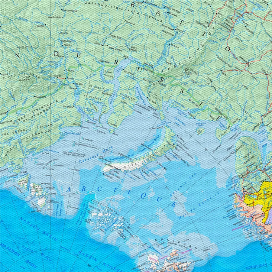 Arctic карта океана Изящные Геометрические линии яркий синий холст настенная