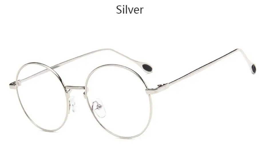silver Женские круглые очки, золотые металлические очки, прозрачные оптические очки, оправа, модные оправы для очков, прозрачные круглые очки - Цвет оправы: silver