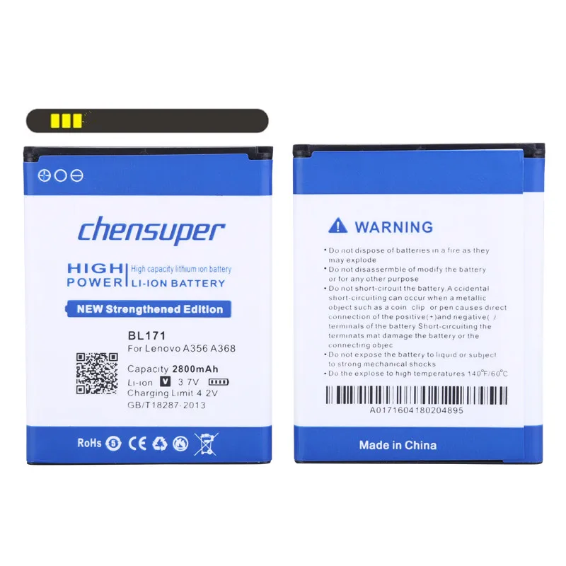 

Аккумулятор chensuper 2800 мАч BL171 для Lenovo A319 A60 A500 A65 A390 A368 A390T A356 A370E A376