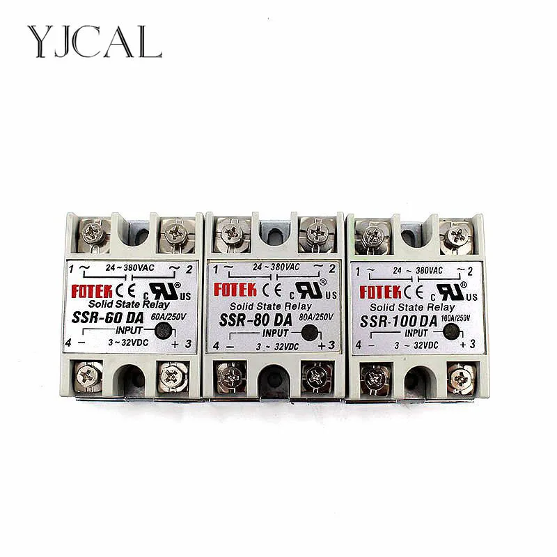 

Твердотельное реле YJCAL, внешняя фотография 60A 80A 100A 3-32V DC TO 24-380V AC SSR 60DA 80DA 100DA