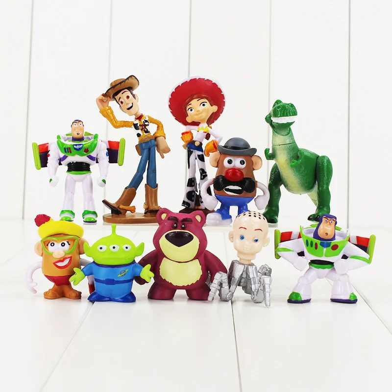 

4-9cm 10pcs/lot Toy Story Woody Buzz Lightyear Jessie Mini Cute Decoration Doll PVC Action Figure Collection Model Toy Kids Gift