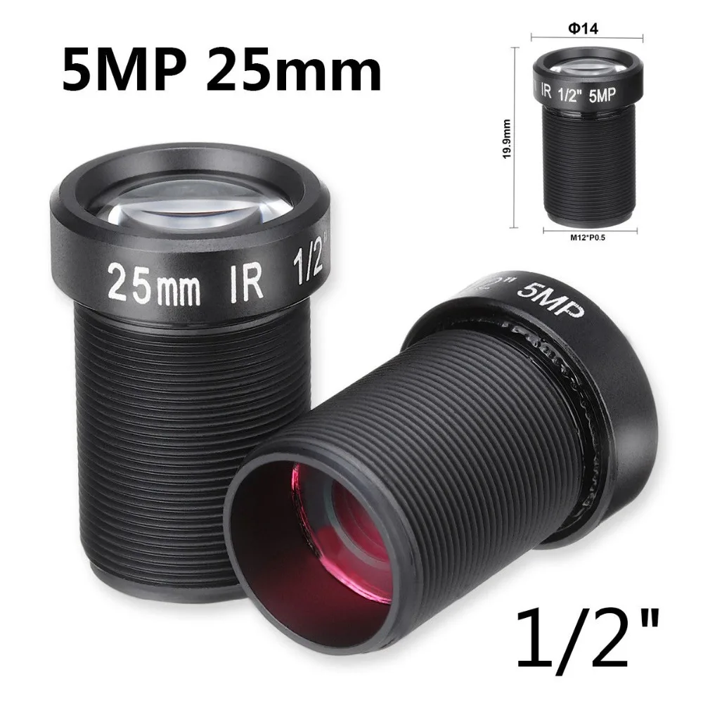5MP 25 мм объектив 1/2 ''для HD камеры видеонаблюдения F2.4 M12 с фиксированной