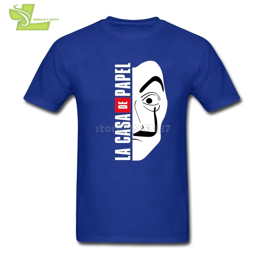 Money Heist Mask La Casa de Papel Fitted T Shirts Men's Crewneck Short Sleeved T-Shirts Popular Personalized | Мужская одежда