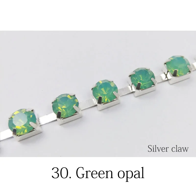 Green opal Новая распродажа SS28 с украшением в виде кристаллов Стразы Кубок цепи 1/3/5 ярдов 32 цвета кристаллами серебряные цепочки для одежды и платьев - Цвет: Green opal