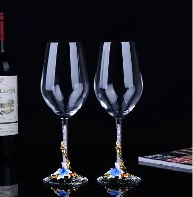 2pc blue Роскошный цвет эмаль бессвинцовый Кристалл Стекло Кубок Декантер для красного вина набор бытовой свадебный бизнес подарок - Цвет: 2pc blue