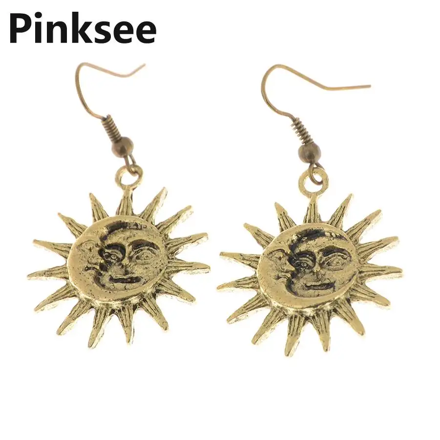 Fashion Dangle Drop Earrings Retro Vintage Sun Moon Pendant for Women Brincos Jewelry Accessories | Украшения и аксессуары