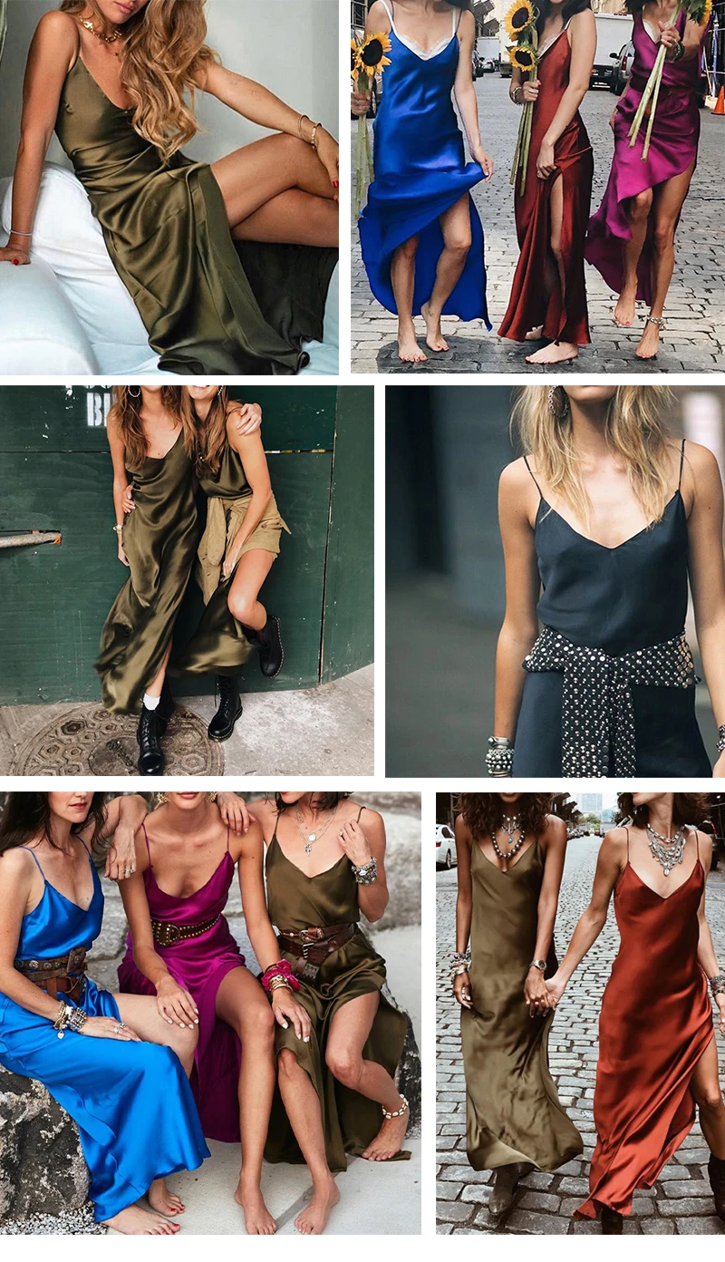 Glamaker, атласное, красное, с разрезом, сексуальное, летнее, женское платье, весна, однотонное, без рукавов, женский сарафан для вечеринки, для отдыха, клуба, зеленое, миди платье, Новинка